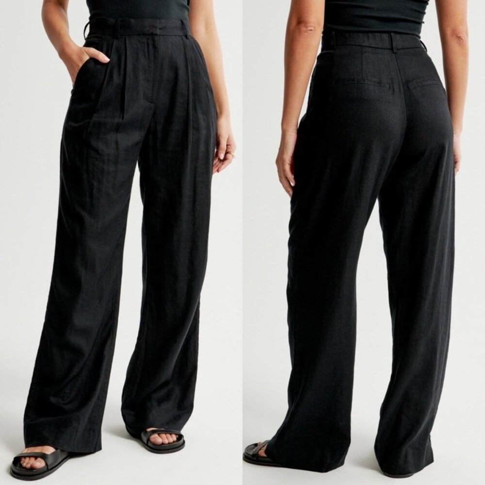 Abercrombie Tailored Linen Pants - Black - XS